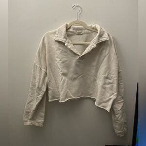 Cropped white Brandy Melville sweatshirt, one size